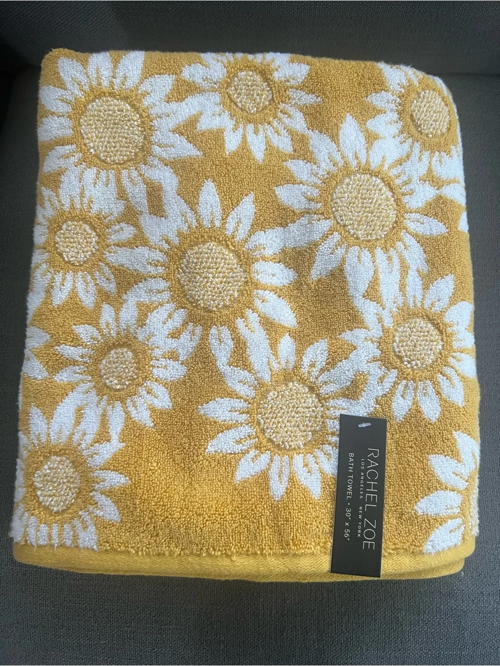 8pc Rachel Zoe Sunflowers Bath towel Set yellow Cotton Hand Towels new